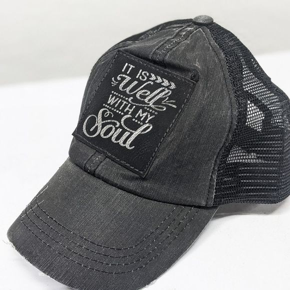 It Is Well with My Soul Trucker Hat with Leather Patch - Picture 3 of 4